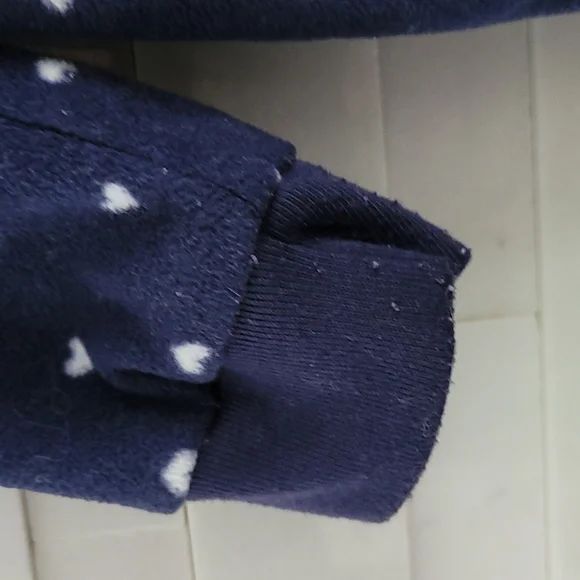 Carter's WARM HOODED FLEECE ONE PIECE BLUE WITH PINK HEARTS SIZE18 MONTHS - Picture 3 of 11